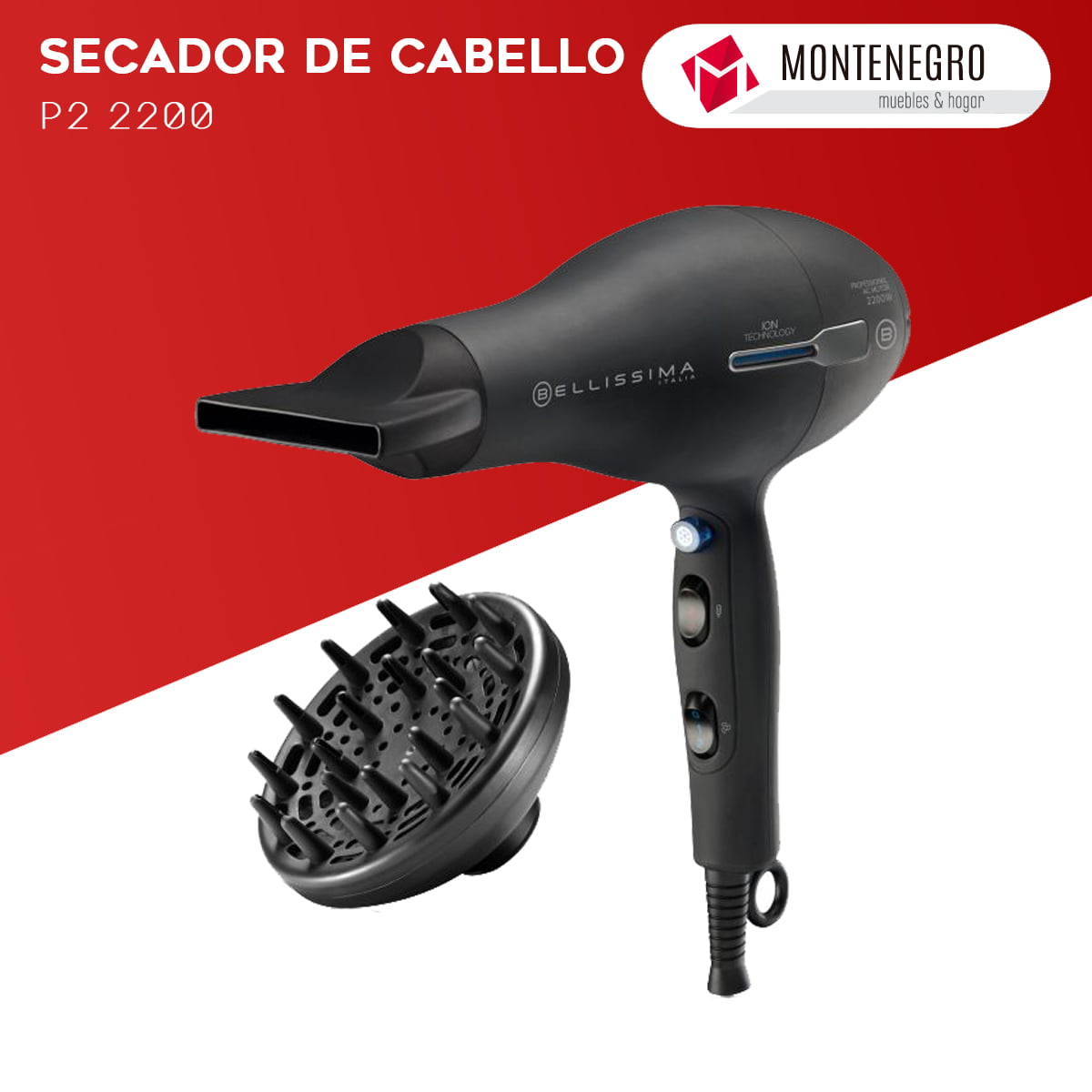 SECADOR DE PELO BELLISIMA P2 2200 - Montenegro
