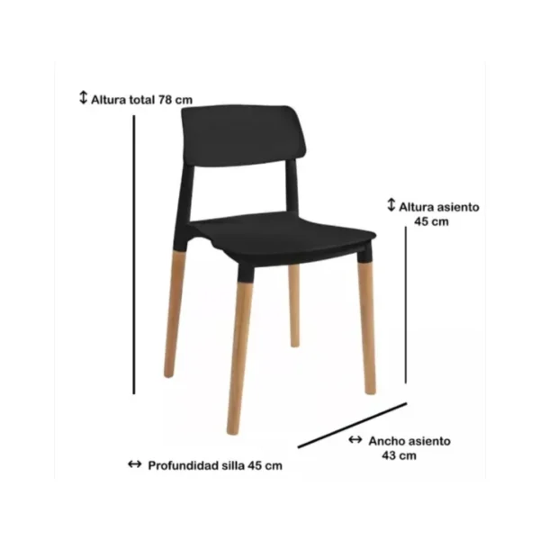 SILLA MILAN NEGRO X 4 UNIDADES WEB - Imagen 2