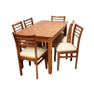 JGO COMEDOR INMACOL MESA 150 CASTAÑO + 6 SILLAS CORPUS