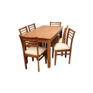 JGO COMEDOR INMACOL MESA 150 CASTAÑO + 6 SILLAS CORPUS