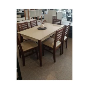 JGO COMEDOR INMACOL MESA 150 CASTAÑO + 6 SILLAS CORPUS